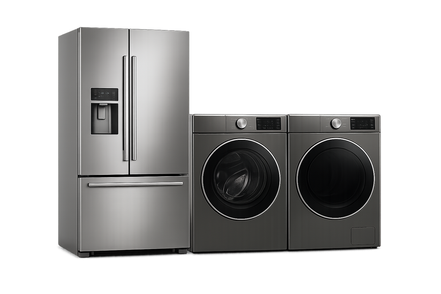 Gros électroménager : réfrigérateur, lave-linge, sèche-linge.