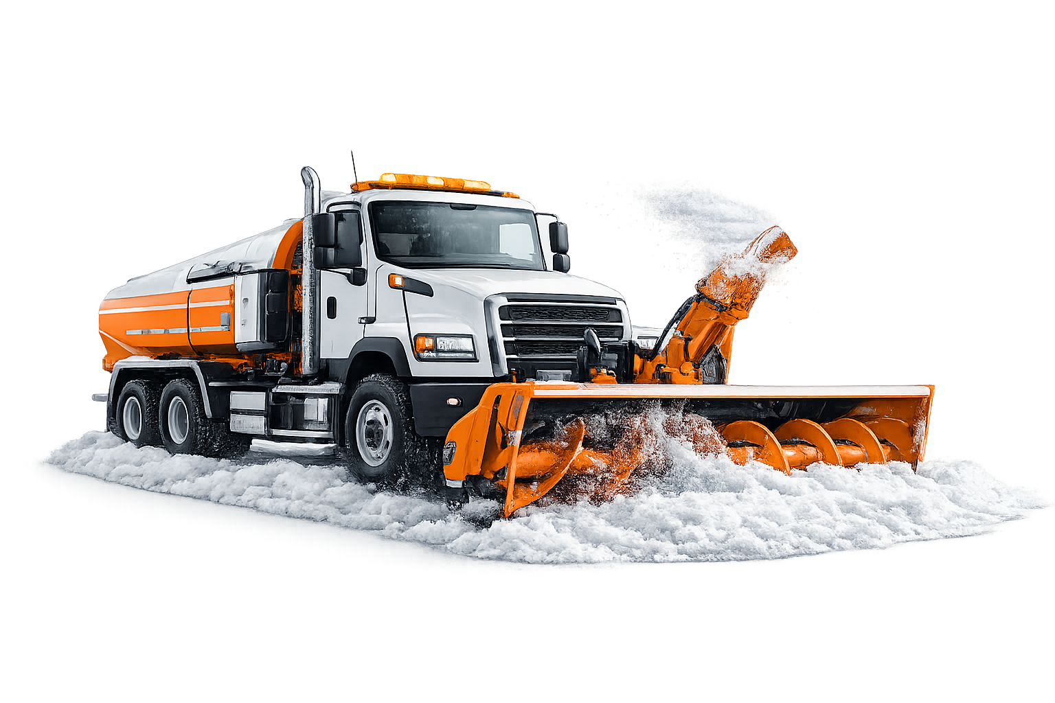 Camion municipal de déneigement en intervention.