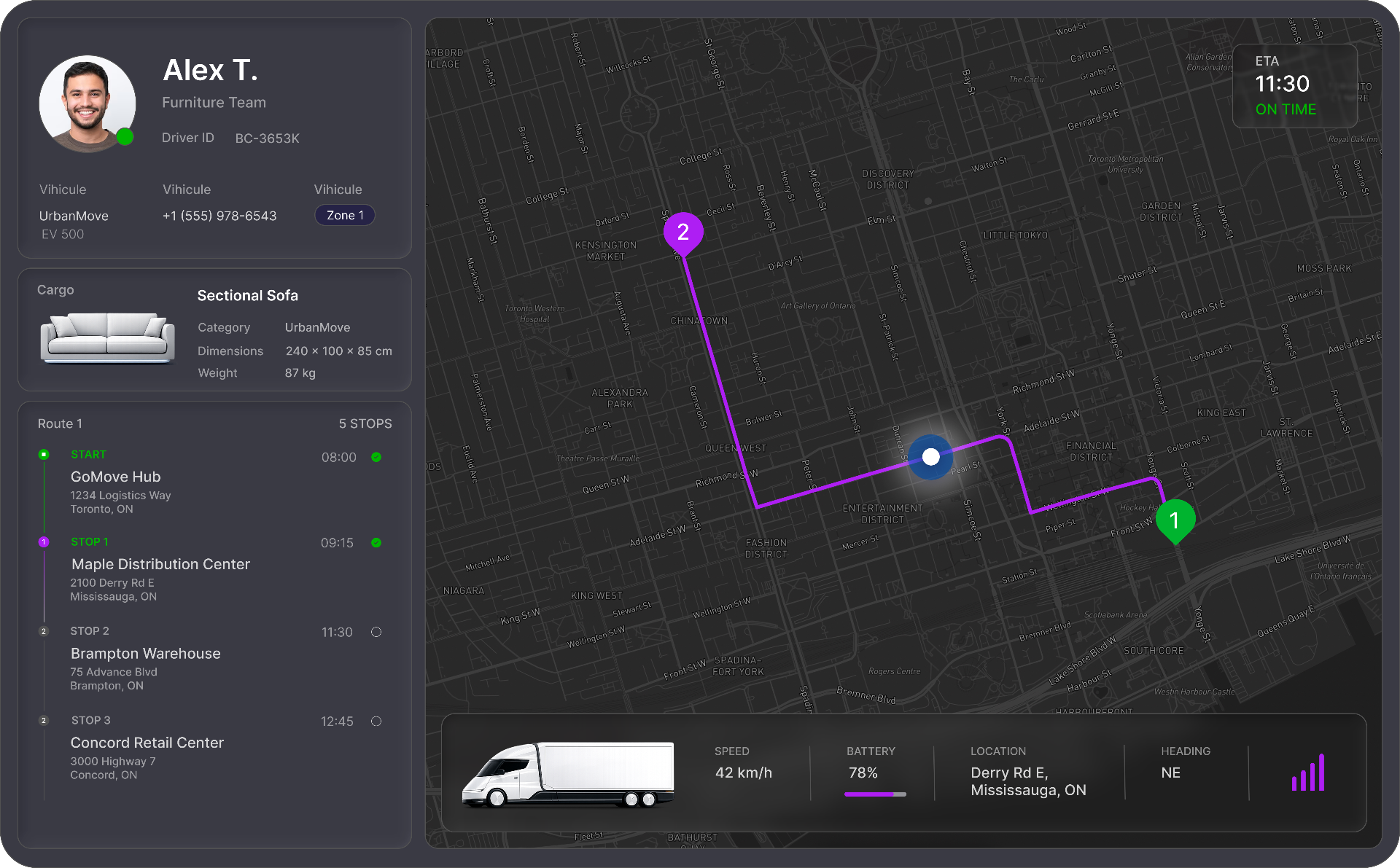 Aperçu de l'application chauffeur GoMove